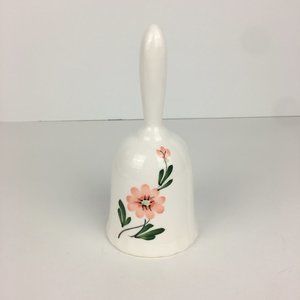 Vintage Ceramic Bell White w Pink Flowers Decor